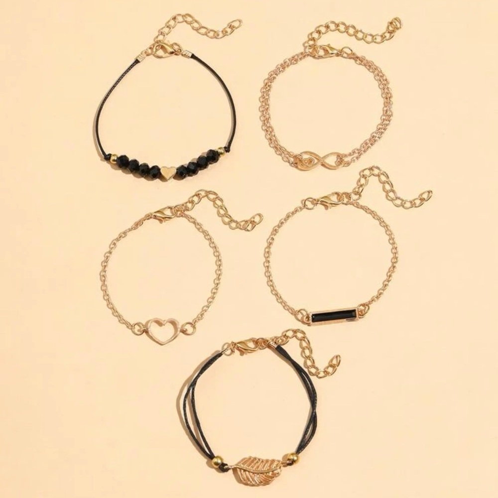 5pcs Heart & Leaf Decor Bracelet For Women Jewelry Gift Wedding Party En… - Picture 3 of 4